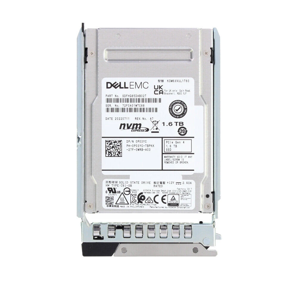 Dell 0P03YC/P03YC 1.6TB TLC PCIe NVMe x4 2.5-Inch SSD