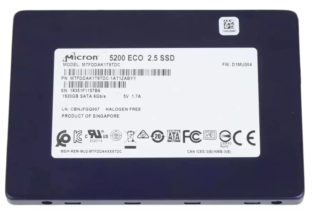 Micron MTFDDAK1T9TDC-1AT1ZA 1.92TB 5200 Eco 2.5in TLC 6Gb/s SATA SSD